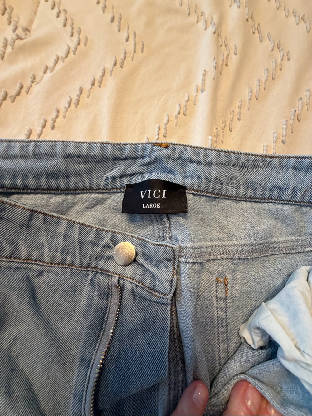 VICI Light Wash Denim Jean Shorts